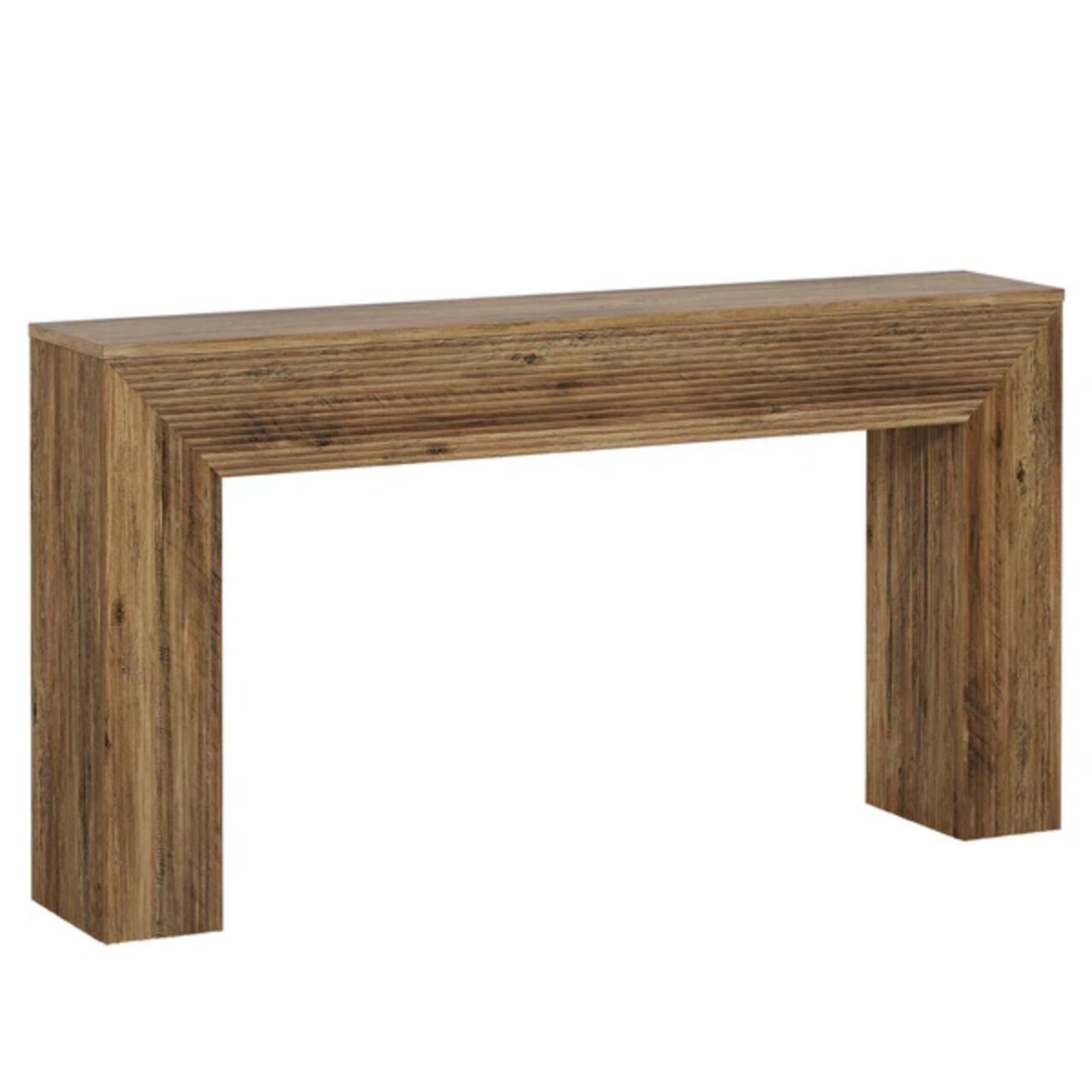 63" Rustic Console Table with Fluted Design Sofa Table for Entryway Hallway
